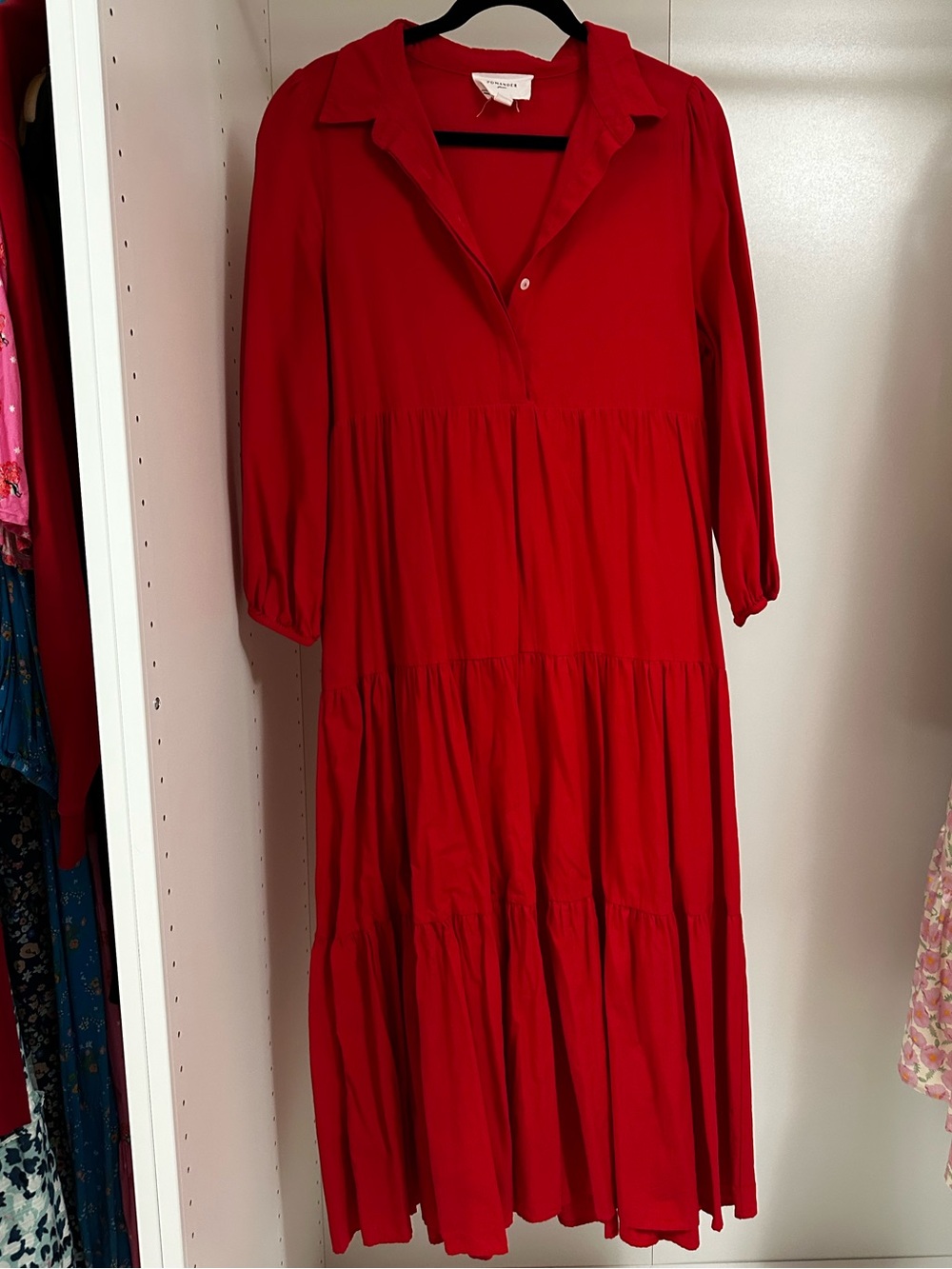 POMANDER PLACE Hibiscus Red Cotton Mabel Maxi Dress - Picture 4 of 5